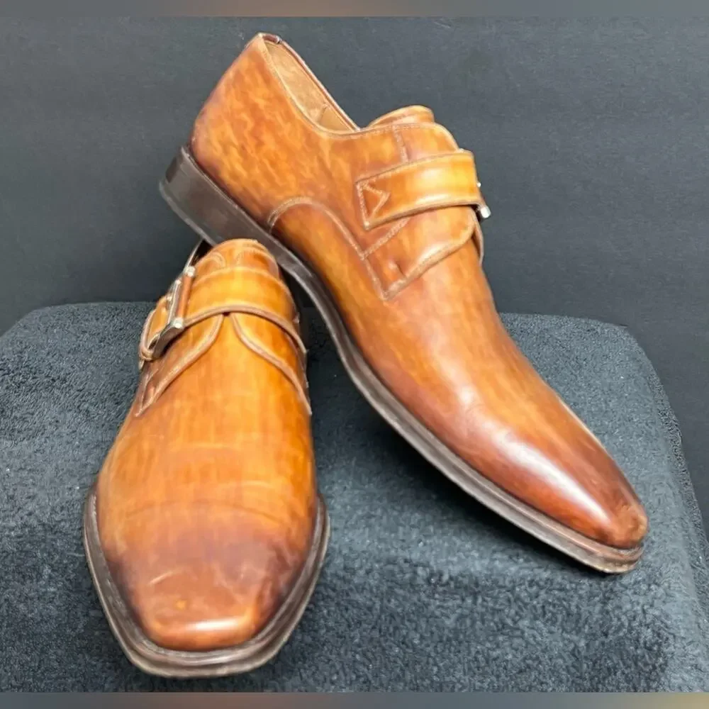 Magnanni Men's Marco II Monk Strap Leather Dress Shoes Size 8.5 EXTRA WIDE